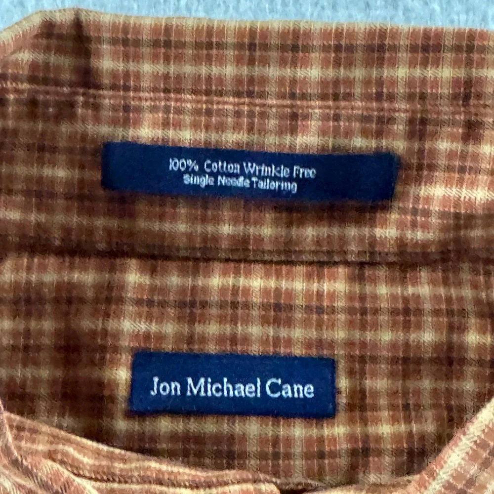 Jon Michael Cane Button Down Shirt Mens XL Rust Plaid Cotton Long Sleeve Casual - Picture 7 of 7